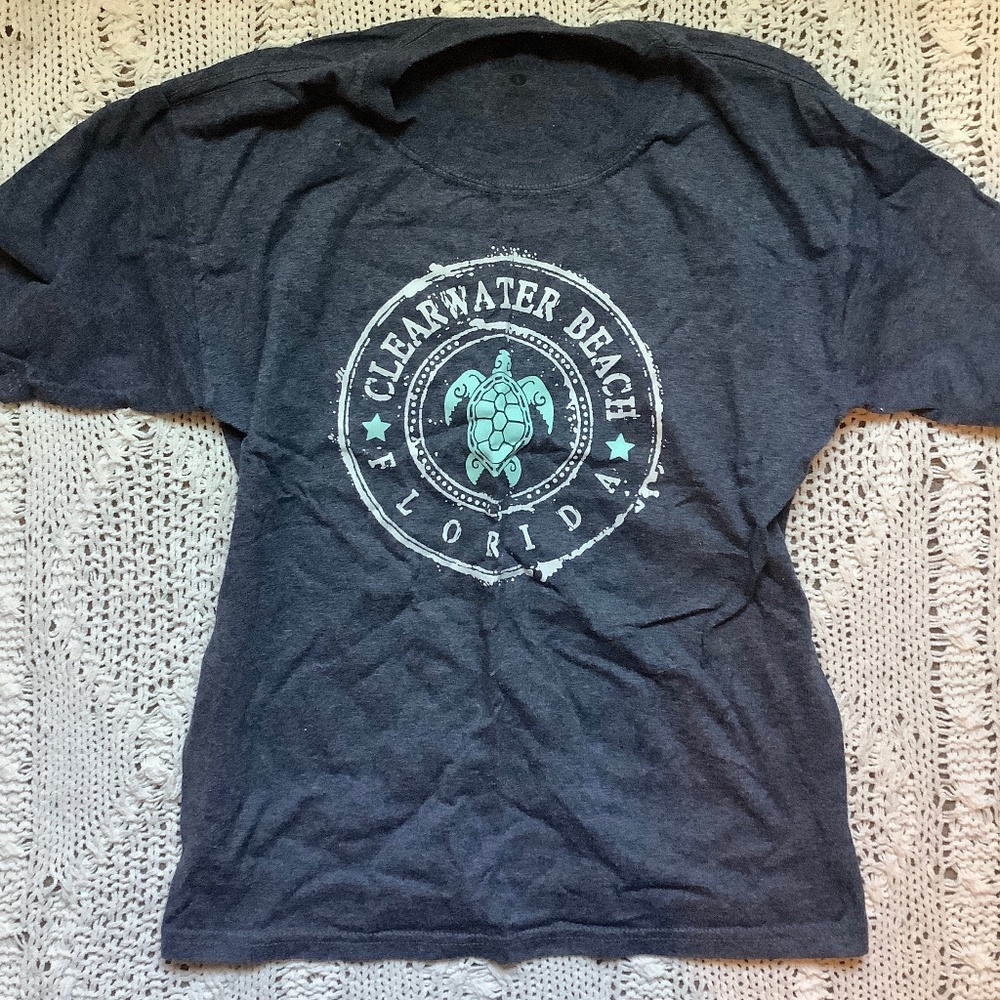 clear water beach florida surfer graphic tee in charcoal grey